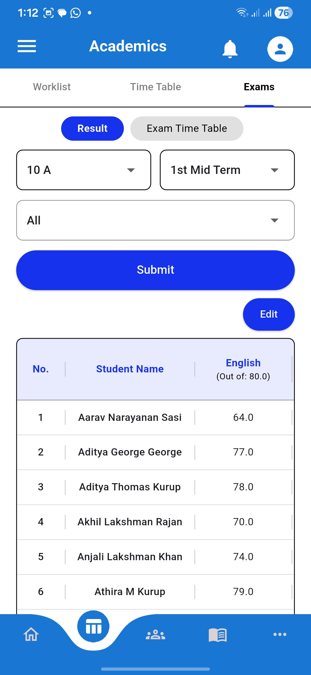EDUORA exam timetable